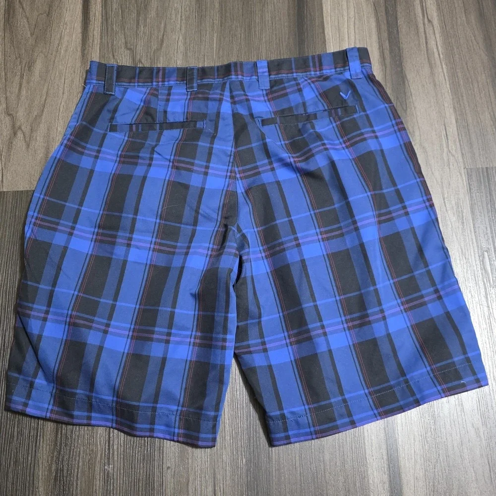 Callaway X Series Men's Golf Shorts Size 34 Blue Black Plaid Performance Active